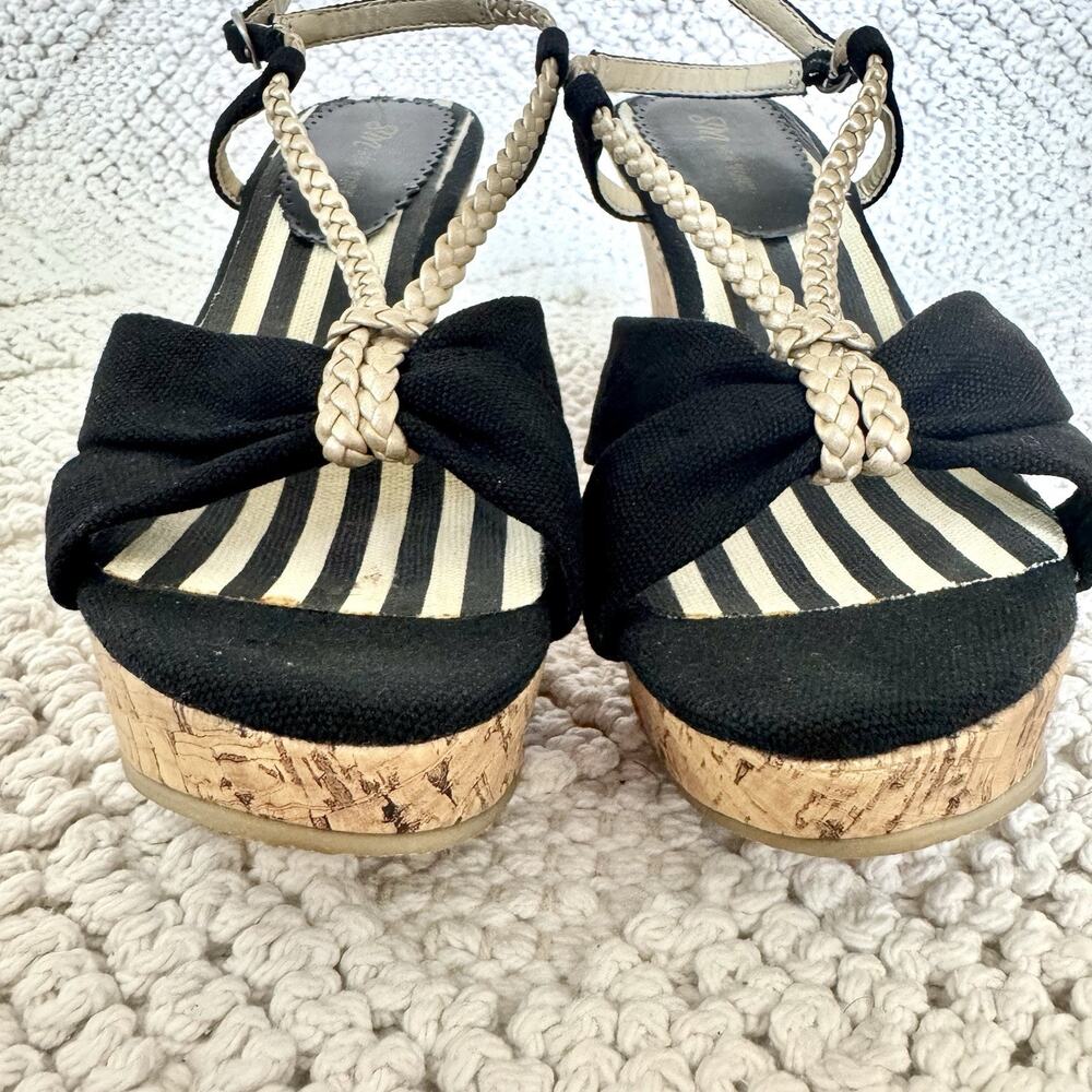 Steve Madden Women's Black Rope Espadrille Cork Wedge Sandal Size 6 Ankle Strap - Picture 6 of 14